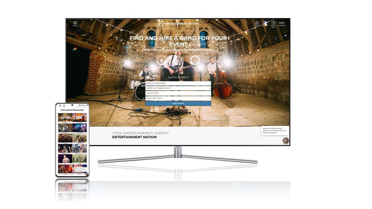 Website design shown on desktop screen and mobile device