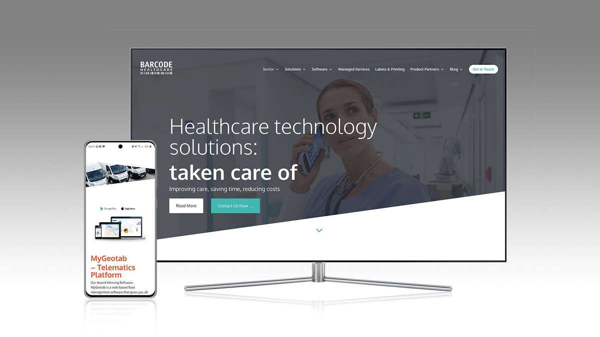 Healthcare website design on desktop screen and mobile device