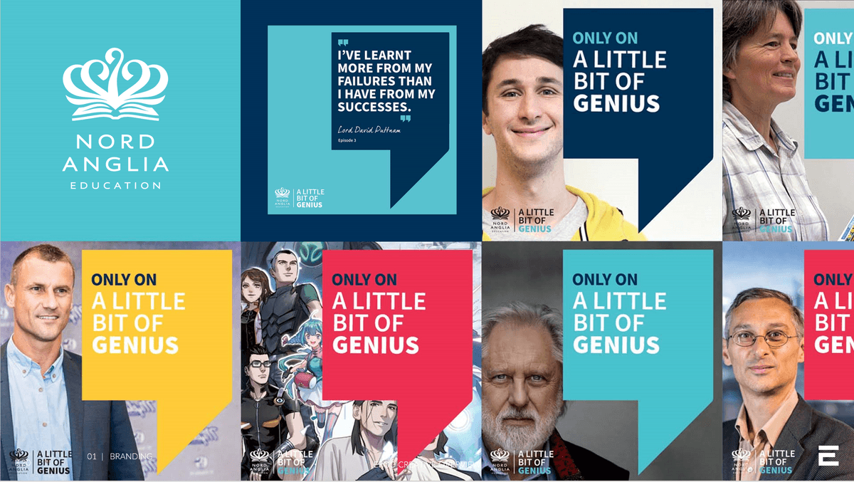 Left alignment of quotes from the 'Little Bit of Genius' campaign