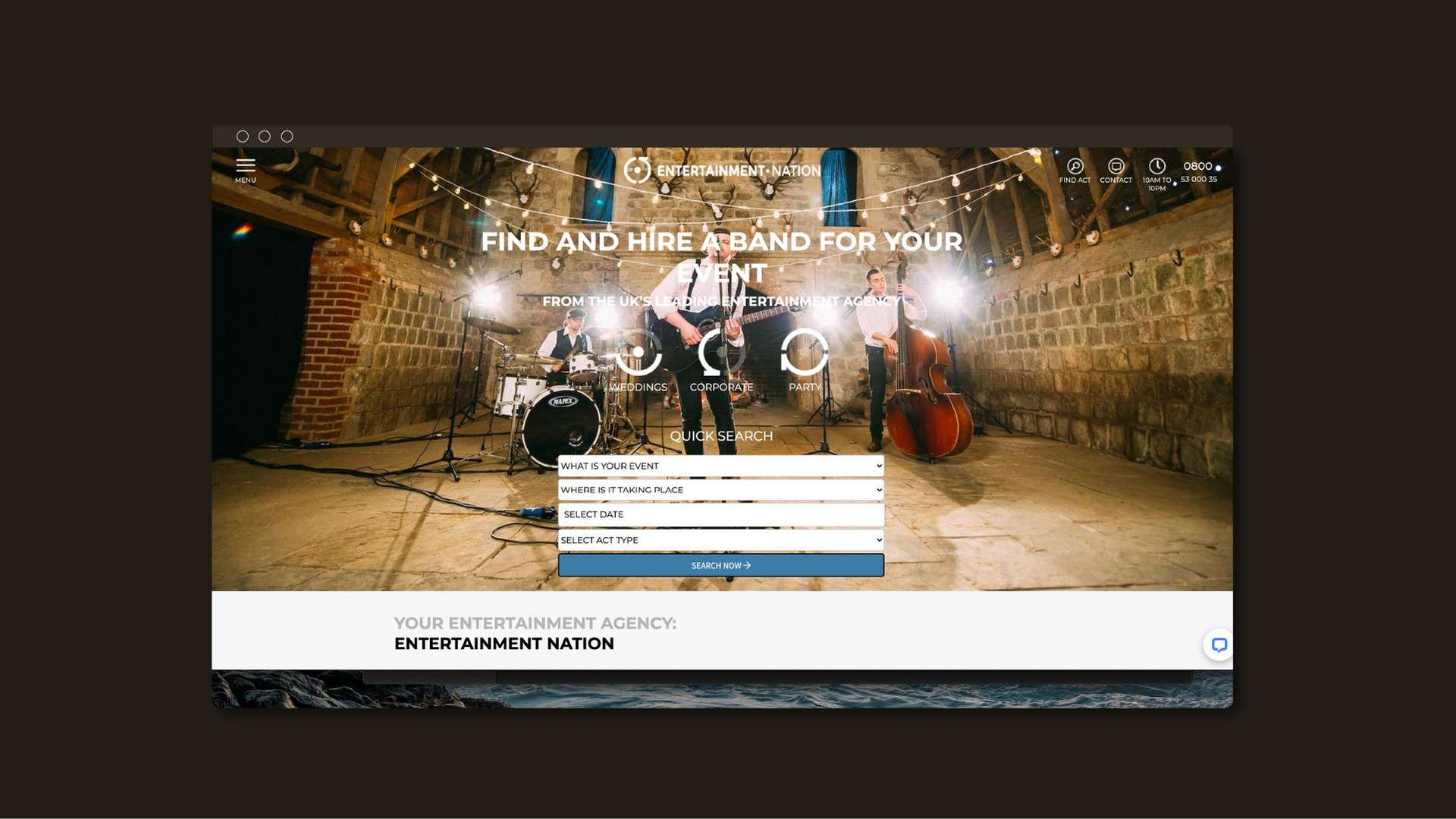 Entertainment Nation - Website screen