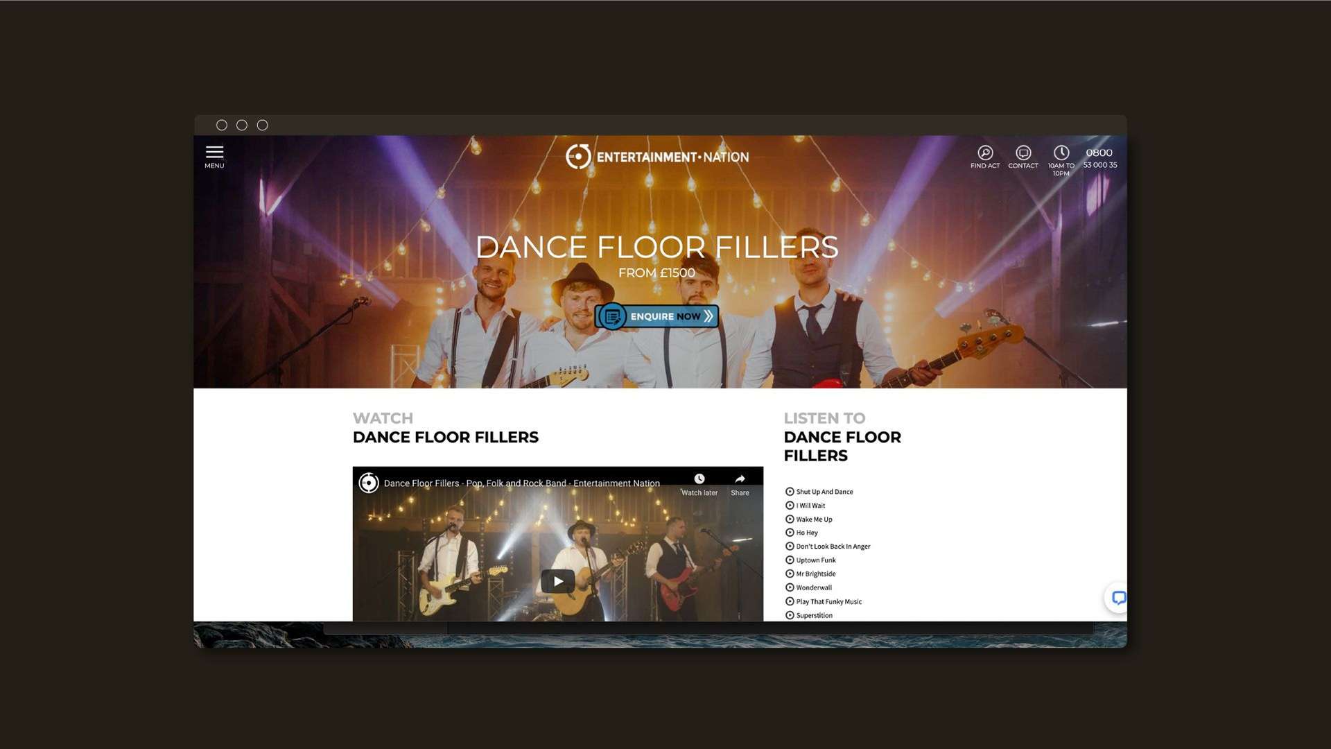 Entertainment Nation - Website screen