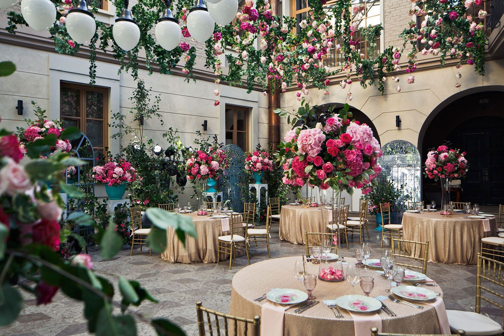 floral placements at event tables