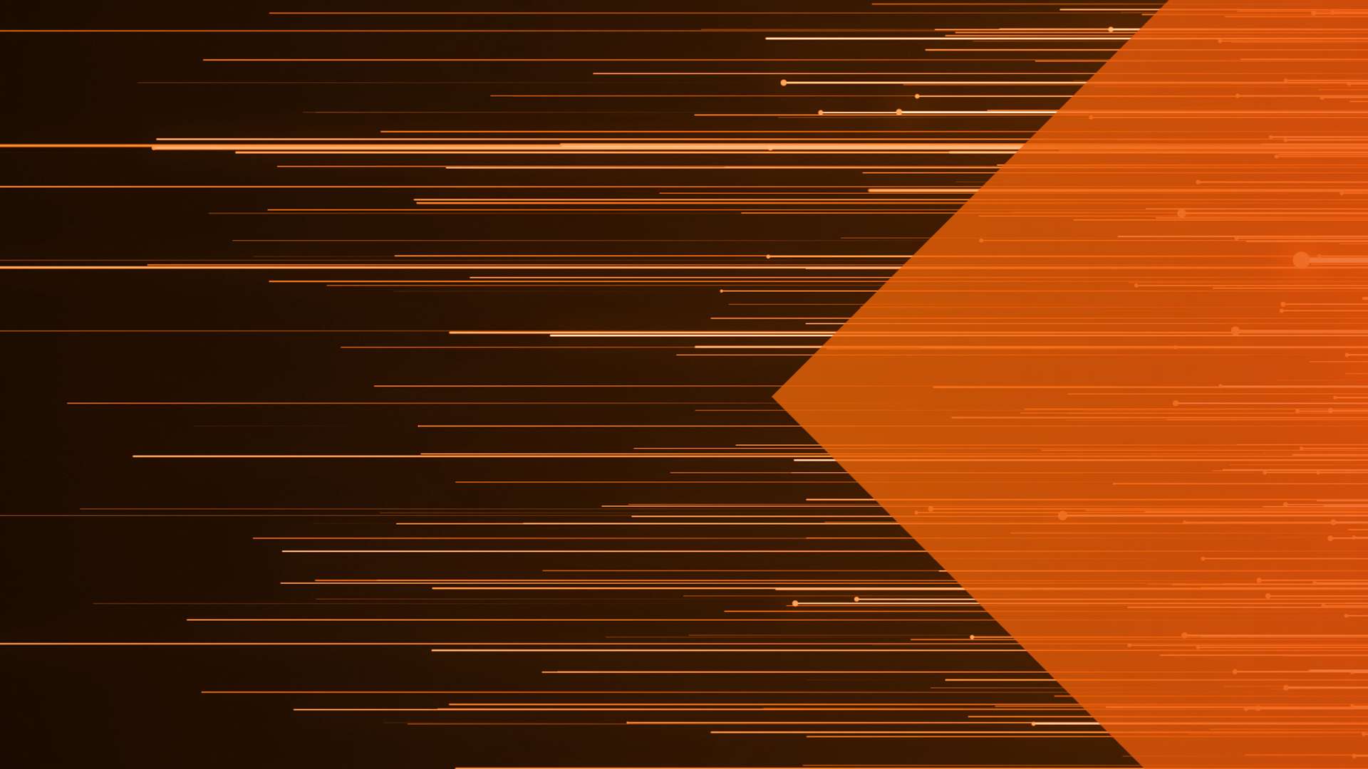 Dark background with an orange triangle and bright orange lines