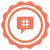 HubSPot Orange Rosette with a speech bubble that has a hashtag in it.